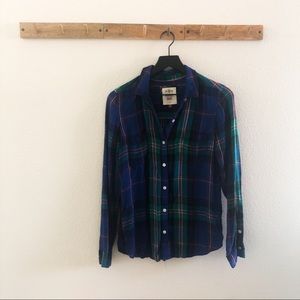 SO Blue and Green Button Up Shirt